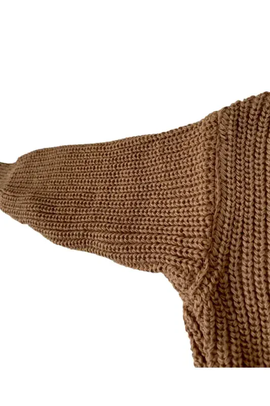 Flexible Knitted Sweater Crew Neck Oversize Unisex Baby Children 1-5 Years-Brown - 3