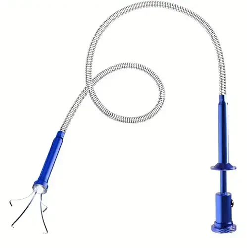 Flexible Magnetic Grabber Claw Pick Up Reacher Tool with LED Light, 4 Claws Bendable Hose Reaching Assist Tool for Litter Pick, Home Sink, Drains, Toilet - 1