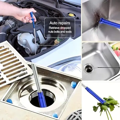 Flexible Magnetic Grabber Claw Pick Up Reacher Tool with LED Light, 4 Claws Bendable Hose Reaching Assist Tool for Litter Pick, Home Sink, Drains, Toilet - 6