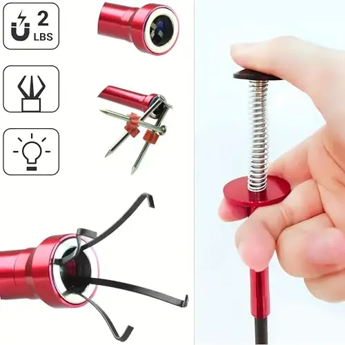 Flexible Magnetic Pickup Tool,Bendable Grabber Tool with 4 Claws & Strong Magnet – Flexible Claw Pick-Up Reacher for Narrow Spaces, Engine Bay, Sink, Drain, Jewelry, Keys, Metal Objects（28 Inch - 3
