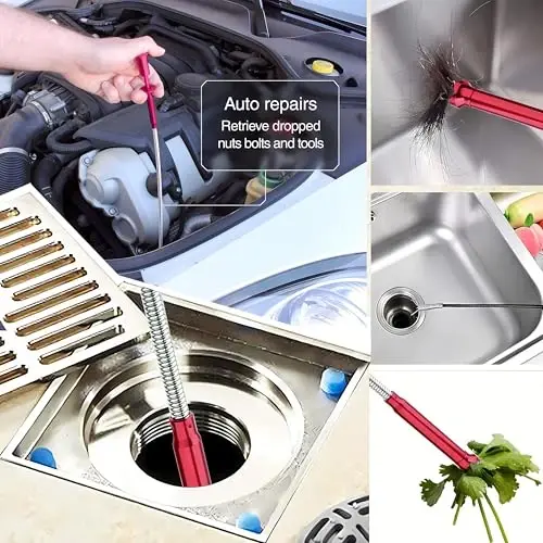 Flexible Magnetic Pickup Tool,Bendable Grabber Tool with 4 Claws & Strong Magnet – Flexible Claw Pick-Up Reacher for Narrow Spaces, Engine Bay, Sink, Drain, Jewelry, Keys, Metal Objects（28 Inch - 6