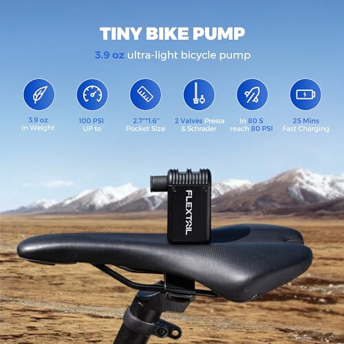 FLEXTAILGEAR Kichik Velosiped Nasosi 100PSI Shina Nasosi Velosiped Shishiruvchi Elektr Havo Nasosi Tip-C Qayta Zaryadlanadigan Batareya Ko'chma Ultra Mini Nasosi Shrader va Presta Klapanlari bilan Velosiped MTB Yo'l Tog' Velosipedi Uchun - 4