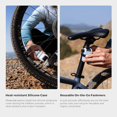 FLEXTAILGEAR Tiny Bike Tire Pump, 100PSI Electric Bicycle Pump, Protable Cycling Pump with Schrader and Presta valves, Integrated Safety Light, 80 Seconds Quick Inflation for Road Bike, Mountain Bike - 5