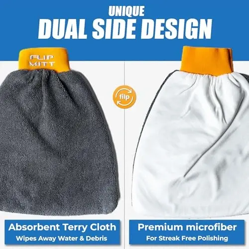 Flipper FLIP-MITT 2 in 1 Dual-Sided Terry Cloth and Microfiber All-Purpose Cleaning Mitt - 2 Pack - 3