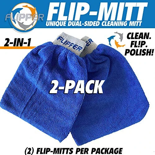 Flipper FLIP-MITT 2 in 1 Dual-Sided Terry Cloth and Microfiber All-Purpose Cleaning Mitt - 2 Pack - 3