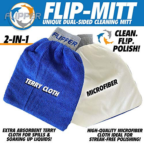 Flipper FLIP-MITT 2 in 1 Dual-Sided Terry Cloth and Microfiber All-Purpose Cleaning Mitt - 2 Pack - 2