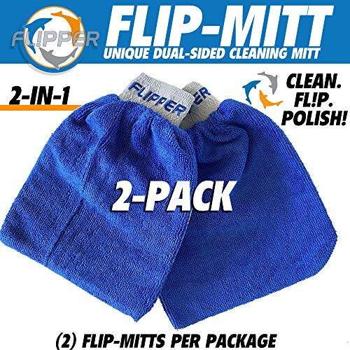 Flipper FLIP-MITT 2 in 1 Dual-Sided Terry Cloth and Microfiber All-Purpose Cleaning Mitt - 2 Pack - 3