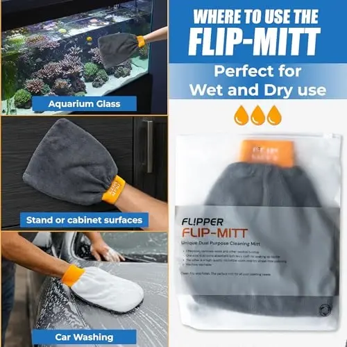 Flipper FLIP-MITT Microfiber Cleaning Mitt, Dual-Sided Terry + Microfiber Dusting Glove for House Cleaning, Glass Polishing, Spills, Kitchens, Bathrooms, Furniture, Cars & Aquariums - 2