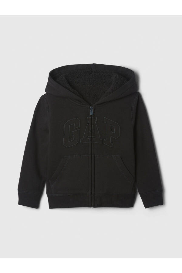 Флисовая толстовка с капюшоном для младенцев Gap с черным логотипом на молнии - 4