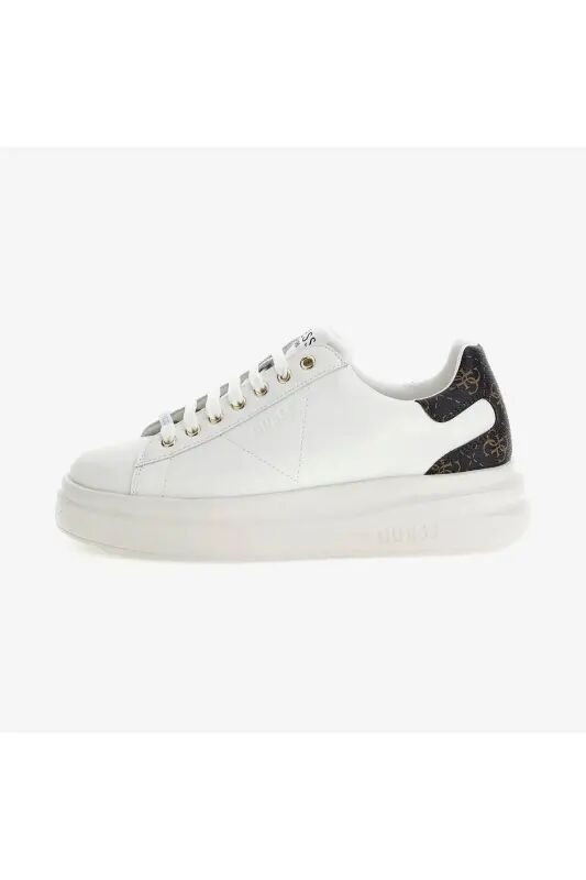 FLJELBFAL12-WHBRO Elbina Deri Sneaker Ayakkabı - Beyazwhite - GUESS