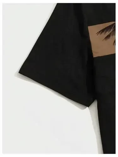 Floerns erkaklar ko'ylagi va shorti 2 qismli to'plam grafikali bosma plyaj kiyimlari - 4