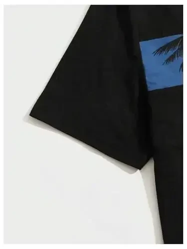 Floerns erkaklar ko'ylagi va shortilari 2 qismli to'plamlar Grafik nashrli plyaj kiyimlari - 4