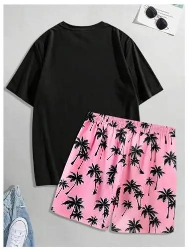 Floerns Men's Shirt and Shorts 2 Piece Sets Graphic Print Beach Outfits - FLOERNS (1)