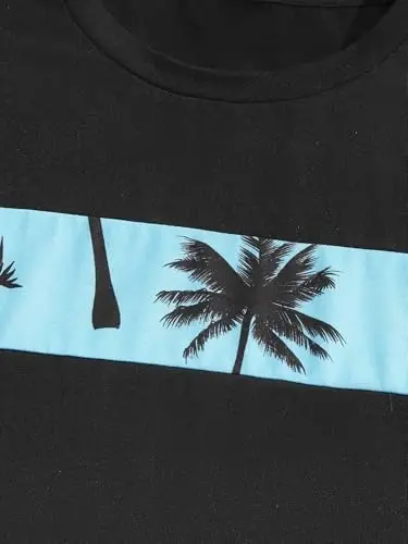 Floerns Men's Shirt and Shorts 2 Piece Sets Graphic Print Beach Outfits - 3