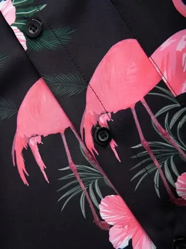 Floerns Men's Two Piece Outfit Printed Shirt Top and Drawstring Waist Shorts Set - 6