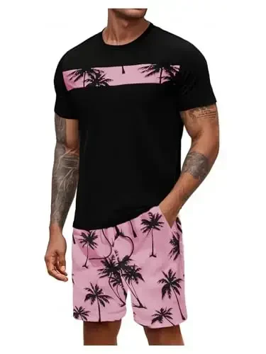 Floerns Men's Shirt and Shorts 2 Piece Sets Graphic Print Beach Outfits - MODAZONE