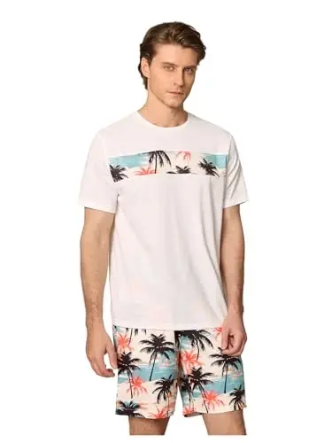 Floerns Men's Shirt and Shorts 2 Piece Sets Graphic Print Beach Outfits 