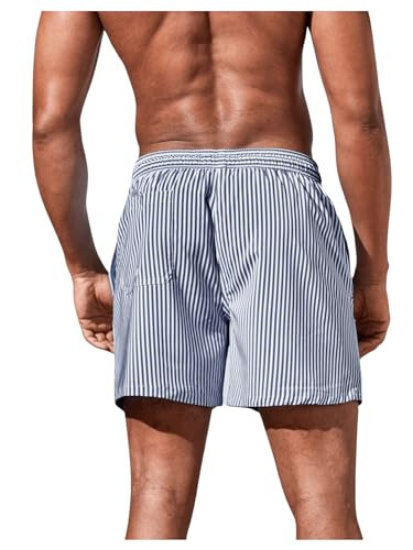 Floerns Men's Swim Trunks Striped Print Drawstring Waist Beachwear Board Shorts - 2