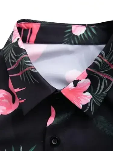 Floerns Men's Two Piece Outfit Printed Shirt Top and Drawstring Waist Shorts Set - 5