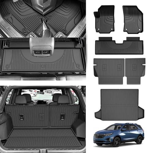 Floor Mats and Cargo Liner and Backrest Mats for 2018-2024 Chevy Equinox - Custom Fit All Weather TPE Floor Liners and Trunk Mat and Backrest Mats for Chevrolet Equinox - 1