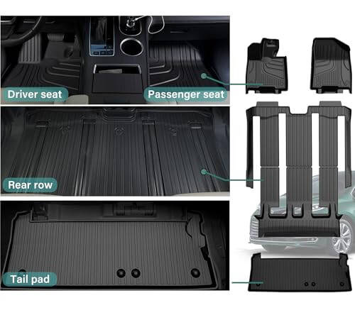 Floor mats & cargo liner compatible with Toyota Sienna 2021-2024 (only for 7 seat without spare tire). TPE all-weather custom fit floor liner for Sienna 1st, 2nd and 3rd row, trunk. - 3