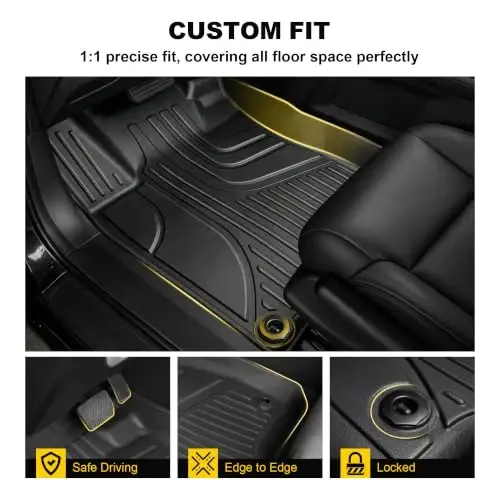 Floor Mats & Cargo Liner Fit for Honda CR-V 2012-2016 LX, SE & EX | All Weather TPE Custom Fit Floor Liner,1st & 2nd Row & Trunk Liner Full Set, Black (Not Fit EX-L & Touring Models) - 4