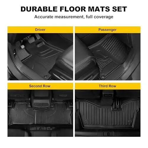 Floor Mats Fit for Honda Pilot 8 Seats 2016-2022 (No Elite Models) | TTX LIGHTING All Weather Cargo Liner with Back Seat Cover TPE Trunk Mat & Backrest Mat & Floor Liners Pilot Accessories - TTX LIGHTING (1)