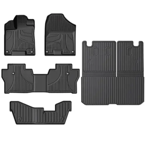 Floor Mats Fit for Honda Pilot 8 Seats 2016-2022 (No Elite Models) | TTX LIGHTING All Weather Cargo Liner with Back Seat Cover TPE Trunk Mat & Backrest Mat & Floor Liners Pilot Accessories - 1