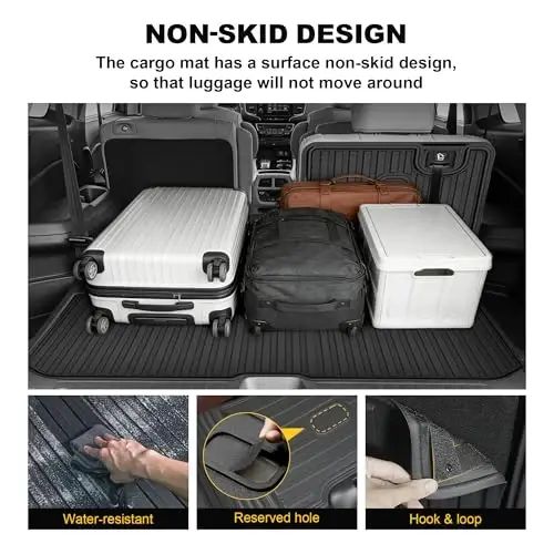 Floor Mats Fit for Honda Pilot 8 Seats 2016-2022 (No Elite Models) | TTX LIGHTING All Weather Cargo Liner with Back Seat Cover TPE Trunk Mat & Backrest Mat & Floor Liners Pilot Accessories - 5
