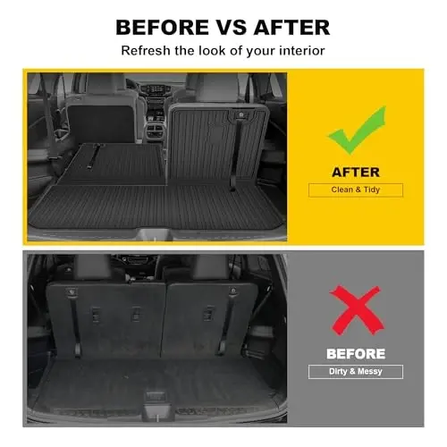 Floor Mats Fit for Honda Pilot 8 Seats 2016-2022 (No Elite Models) | TTX LIGHTING All Weather Cargo Liner with Back Seat Cover TPE Trunk Mat & Backrest Mat & Floor Liners Pilot Accessories - 6