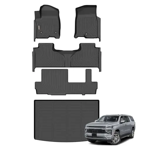 Floor Mats for 2021-2026 2027 Chevrolet/Chevy Suburban/GMC Yukon XL | 8 Seats, with 2nd Row Bench Seat, All Weather Car Floor Mats for GMC Yukon XL Accessories - 1