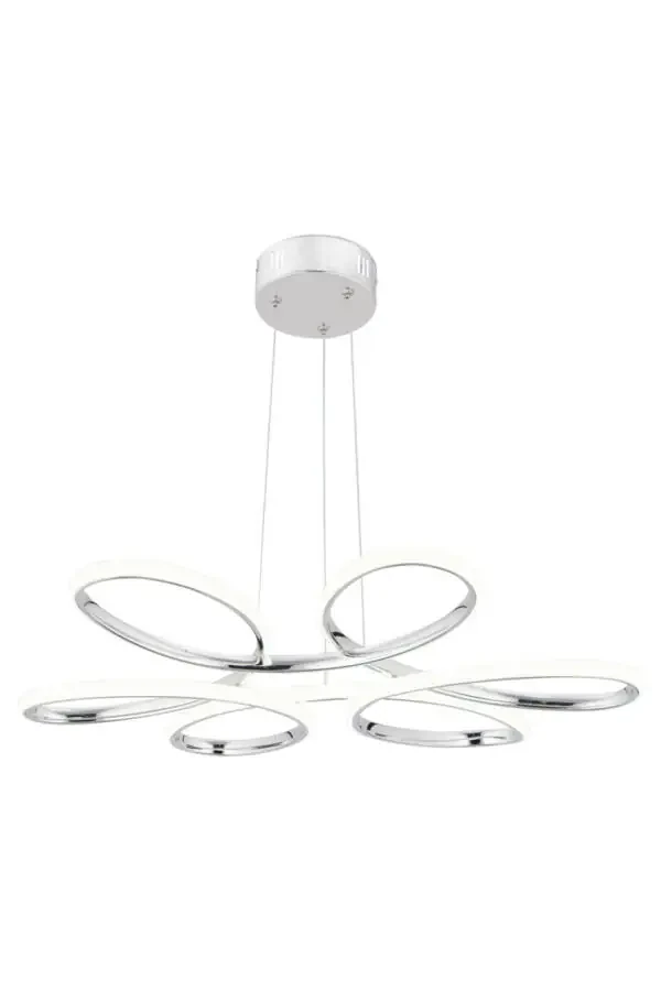 Flora Chrome Modern Pendant White Light Living Room Kitchen Room Hall LED Chandelier - 4