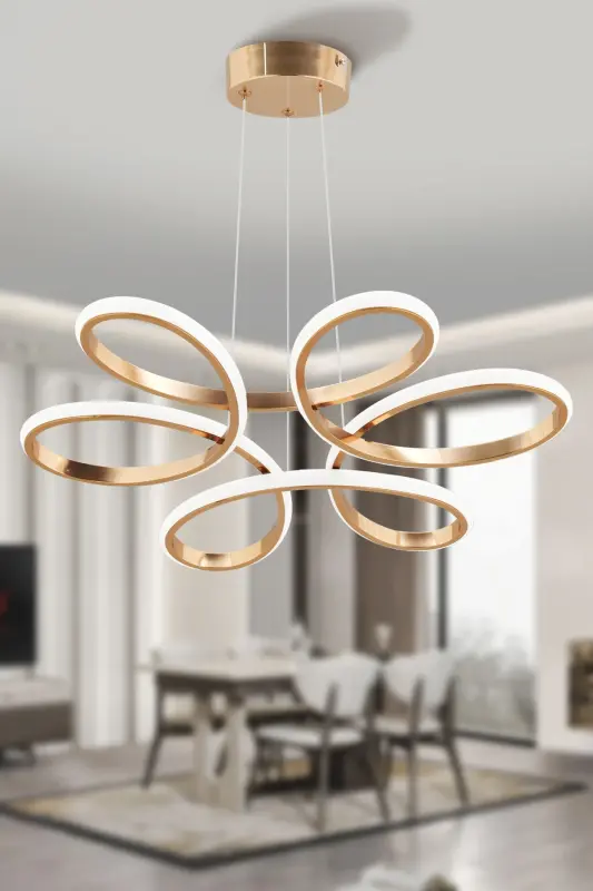 Flora Gold Kaplama Modern Sarkıt Günışığı Led Power Led Avize Salon Mutfak Oda Hol Ledli Avize - Gold - 2