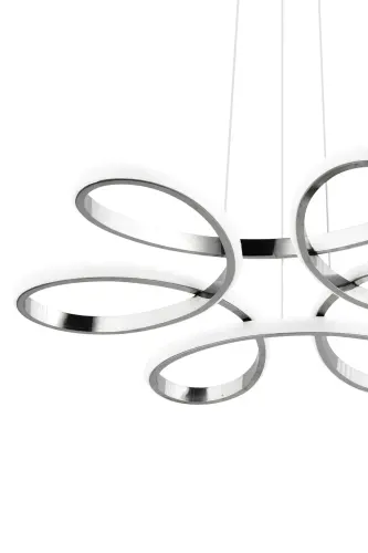 Flora Krom Modern Sarkıt Beyaz Işık Led Avize Salon Mutfak Oda Hol Ledli Avize-Krom - 5