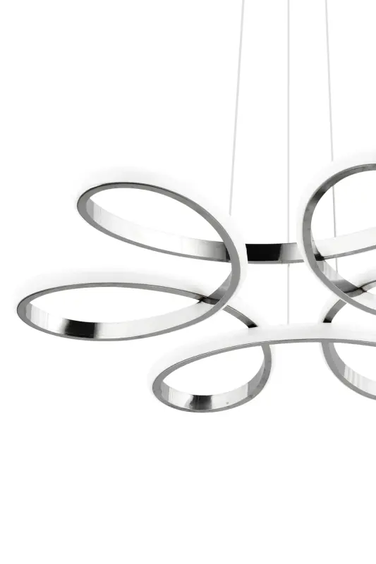 Flora Krom Modern Sarkıt Beyaz Işık Led Avize Salon Mutfak Oda Hol Ledli Avize-Krom - 5