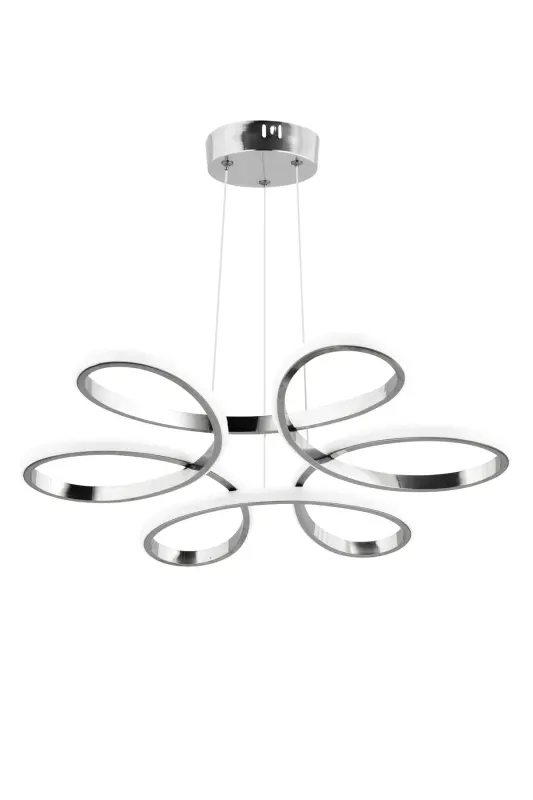 Flora Krom Modern Sarkıt Beyaz Işık Led Avize Salon Mutfak Oda Hol Ledli Avize - Krom - 4