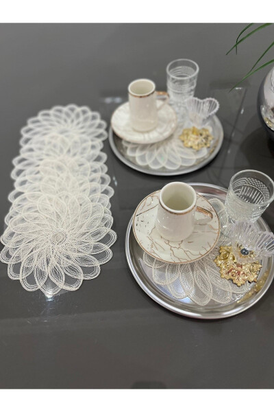 Flora Pattern Decorative Guipure Lace 6-Piece Coffee Cocktail Serving Napkin - 2