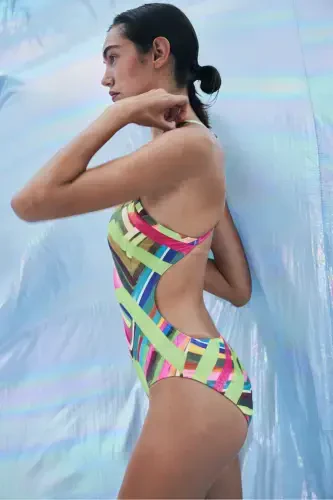 Flora Patterned Colorful Swimsuit-Aysu Türkoğlu Collection - PENTI (1)