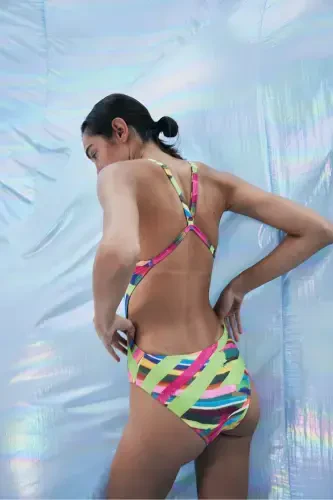 Flora Patterned Colorful Swimsuit-Aysu Türkoğlu Collection - 6