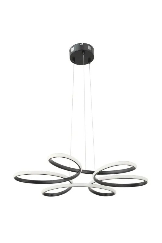 Flora Siyah Modern Sarkıt Beyaz Işık Salon Mutfak Oda Hol Ledli Avize - Siyah - 3