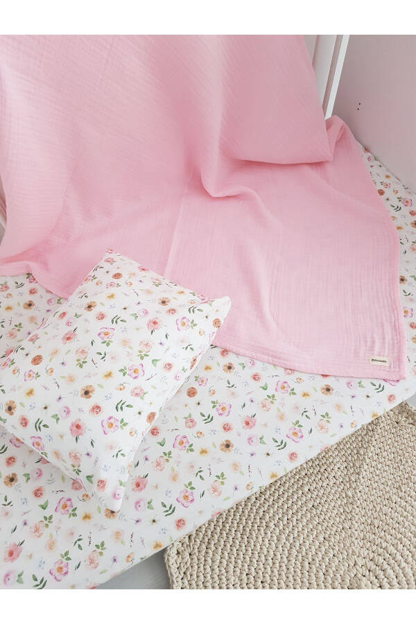 Floral 100x120 Four-Layer Muslin Baby Blanket Duvet Cover Set, 100% cotton - 6