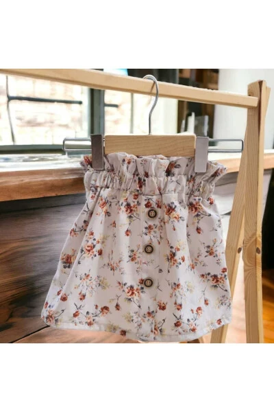 Floral Button Skirt - BEBEĞİME ÇORAP