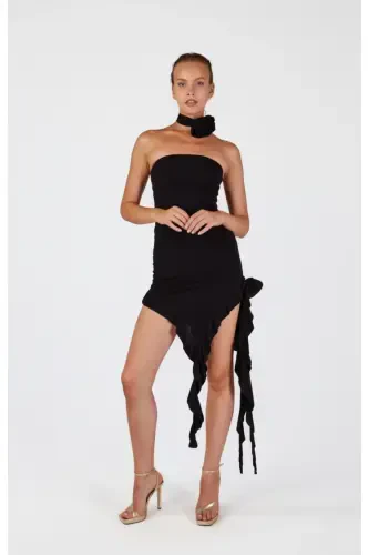 Floral Detailed Frilled Rosanna Dress Black - HOLLY LOLLY (1)