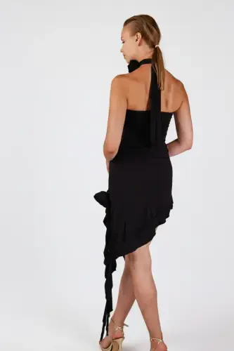 Floral Detailed Frilled Rosanna Dress Black - 4