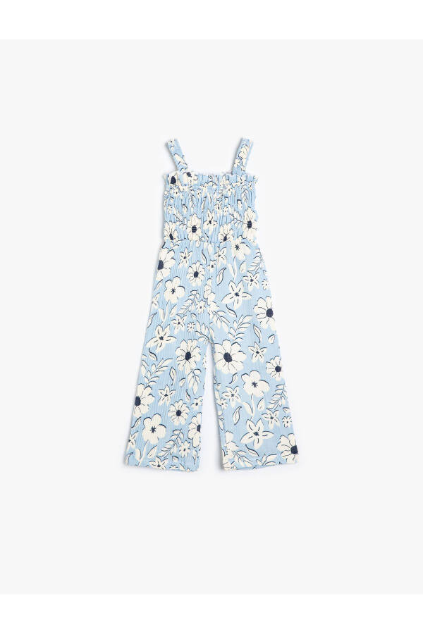 Floral jumpsuit, wide leg, strappy, textured cotton - 1