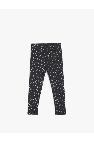 Floral leggings with elastic waistband and cotton ribbon. - 8