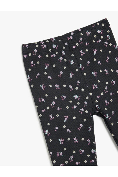 Floral leggings with elastic waistband and cotton ribbon. - 9