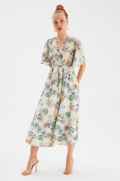 Floral Long Dress - Blue - 4