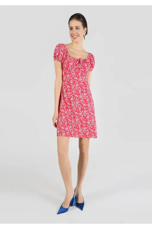 Floral, multi-colored, regular fit women's dress. - 4
