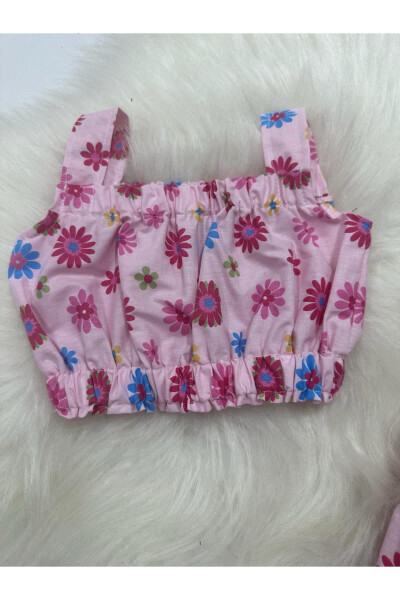 Floral Pattern Crop Pants Suit - 3